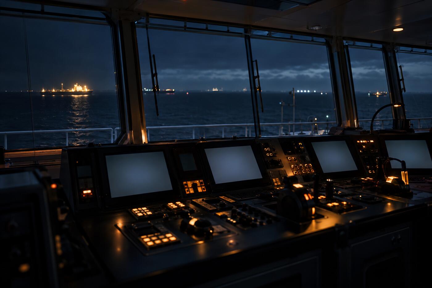Bridge console at night